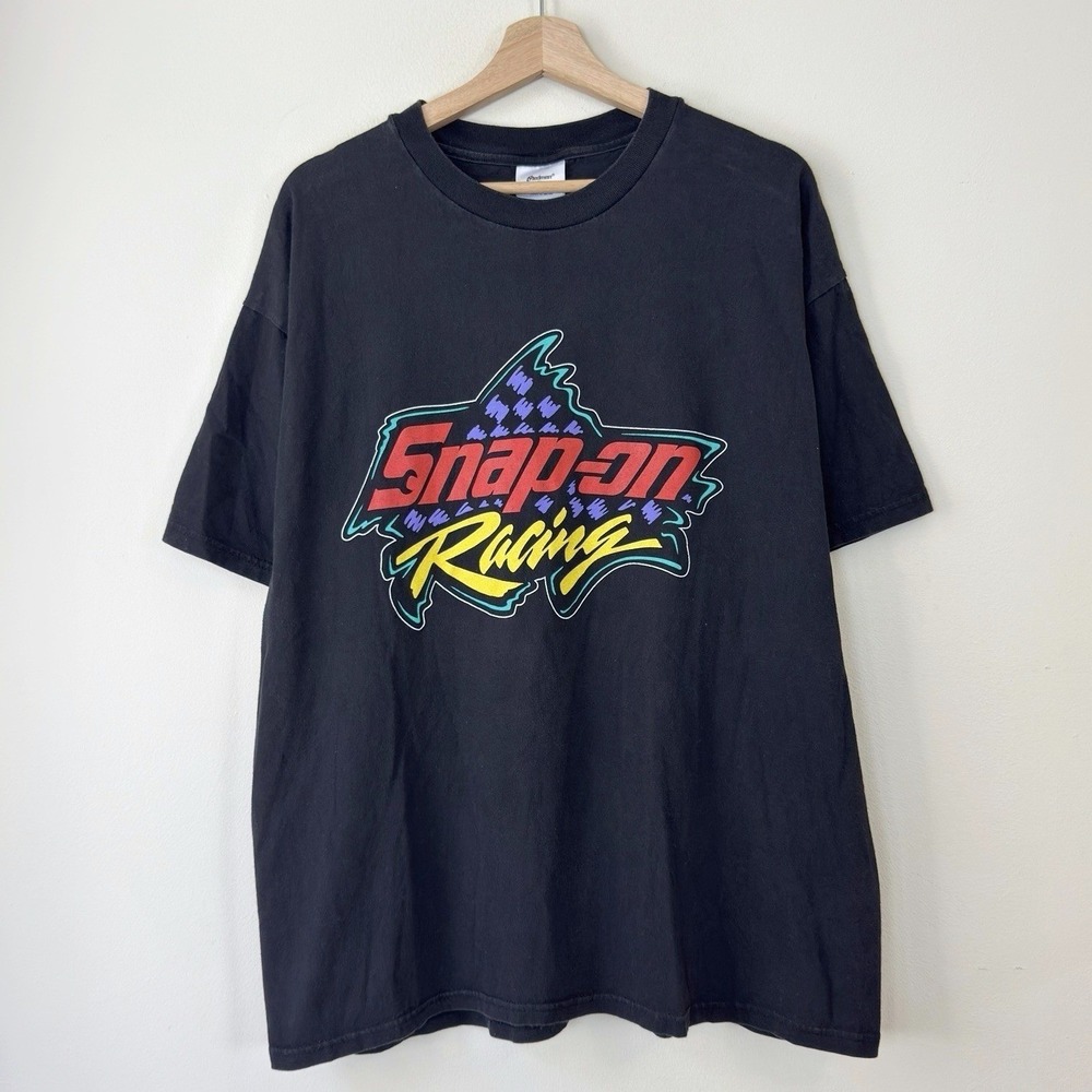 Vintage 90's Snap-on Racing Tools NASCAR Cars Mechanic Black Tee Shirt - XL